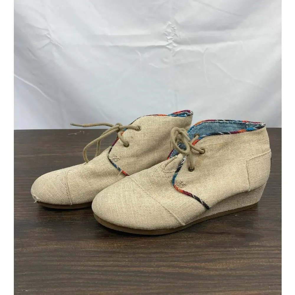 Toms Burlap Natural Desert Wedge Boot